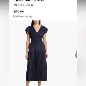 Moon River Navy MIDI Dress